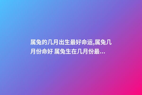 属兔的几月出生最好命运,属兔几月份命好 属兔生在几月份最好,属兔几月出生最好命运-第1张-观点-玄机派
